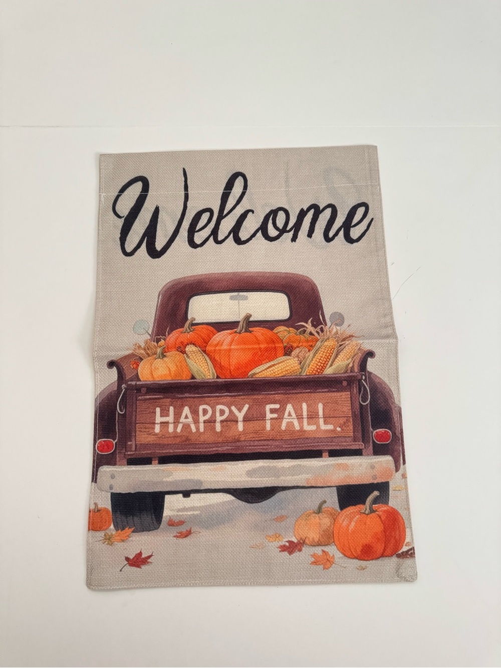 Welcome 'Happy Fall' Pumpkin Truck Door Mat - Beige and Orange bundle 3 pieces